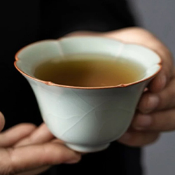 天青葵口杯